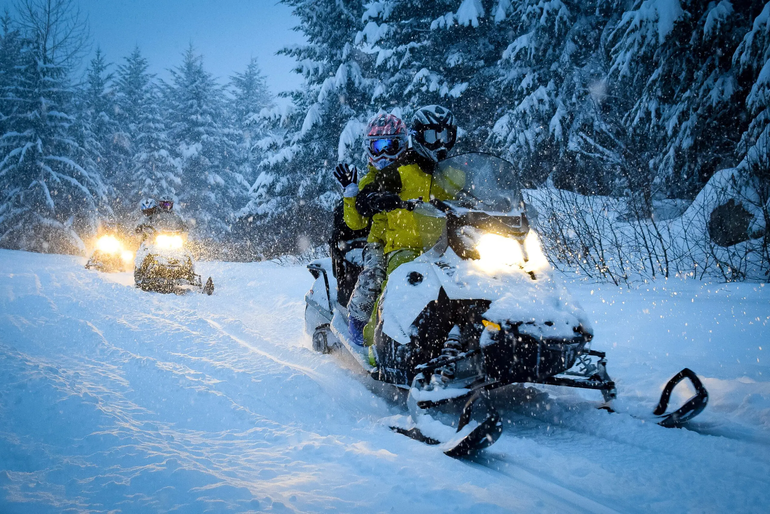 snowmobile on winter trail