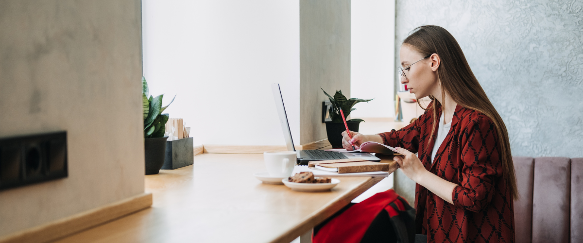 Freelancer working at cafe