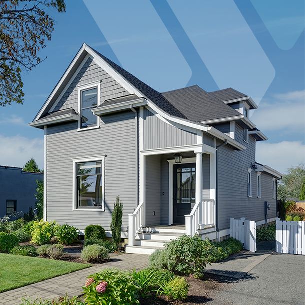 House with yard and greenery